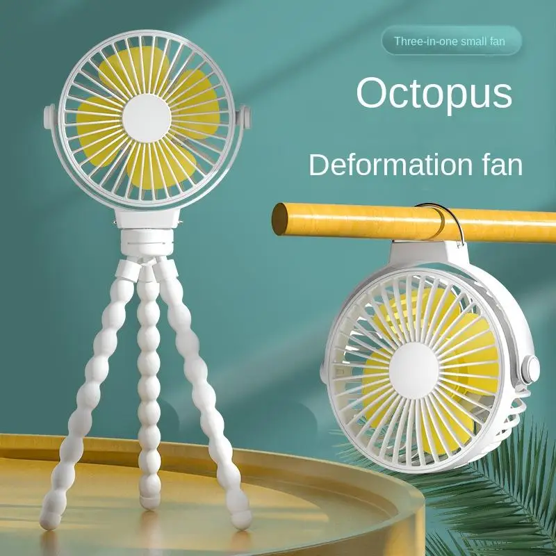 Small 3-in-1 Handheld 360 Rotating Flexible Octopus Fan Tripod Clip Desk Fan Portable Stroller Children's Fan