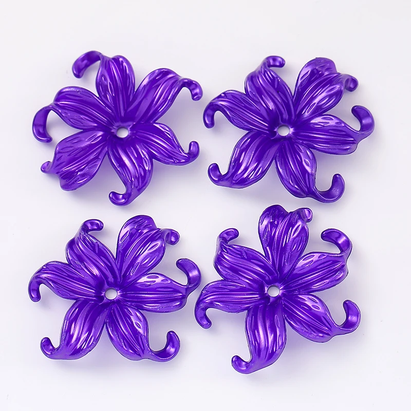 42x44mm 20pcs imitation pearl acrylic iris  flowers weaving petal flower holder hair accessory material ocean flower loose beads