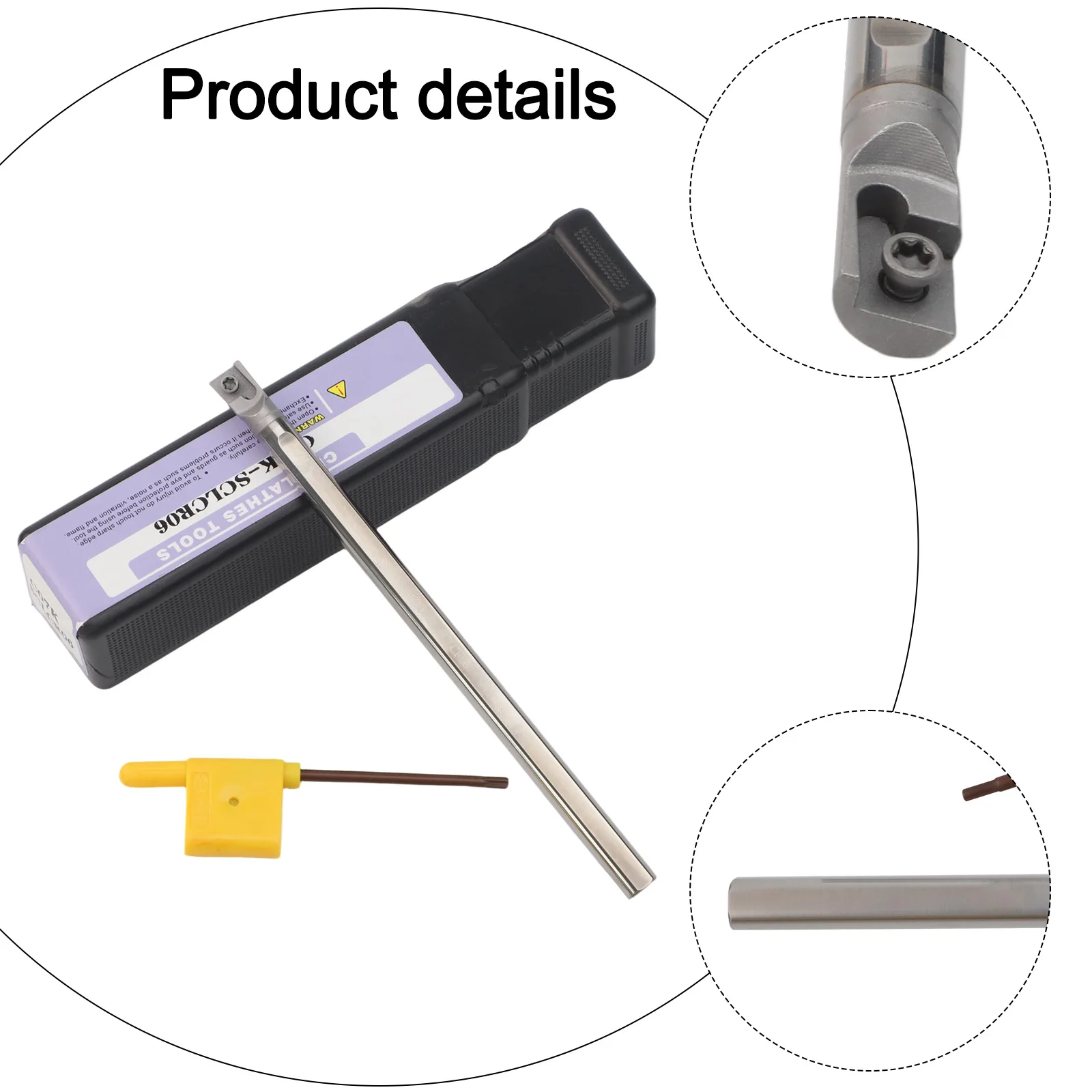 1PCS C07K-SCLCR06 Solid carbide Anti-shocking tool holder CCMT0602 With Wrench Replacement Parts Hardware Tool Part