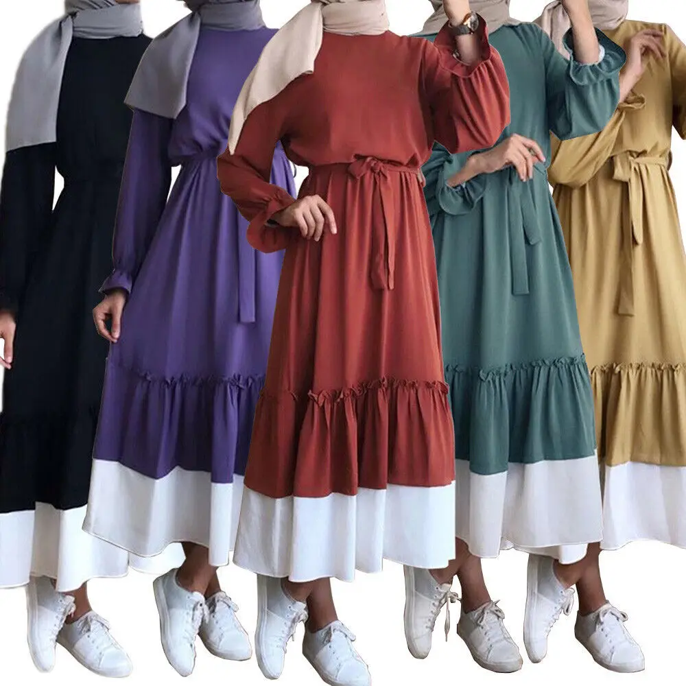 Islam Abaya Herbst frauen Kleid Nahen Osten Arabischen Mode Langarm Frische Und Süße Roben Neue Casual Lose Muslimischen Weibliche