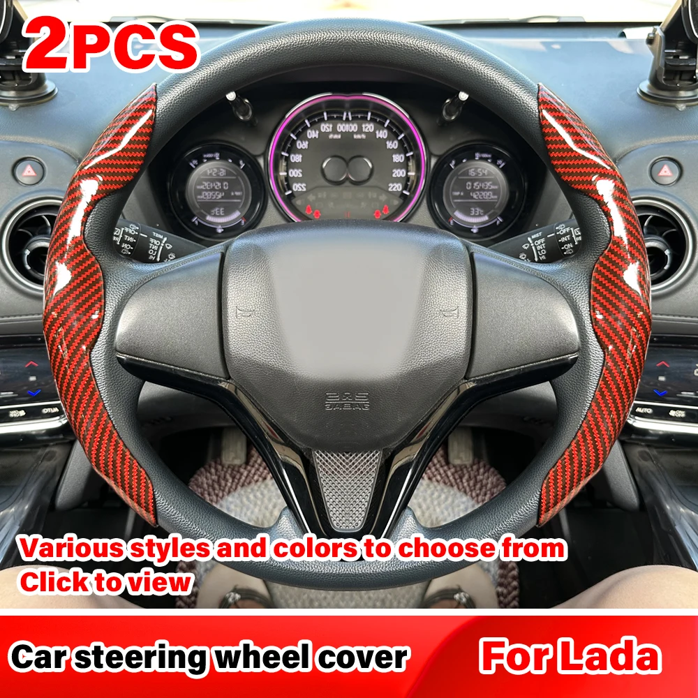 

2pcs 38cm Leather Car Steering Wheel Cover Non-slip Handle Booster Cover For Lada Vesta Niva Granta Kalina Sedan Vaz Accessories