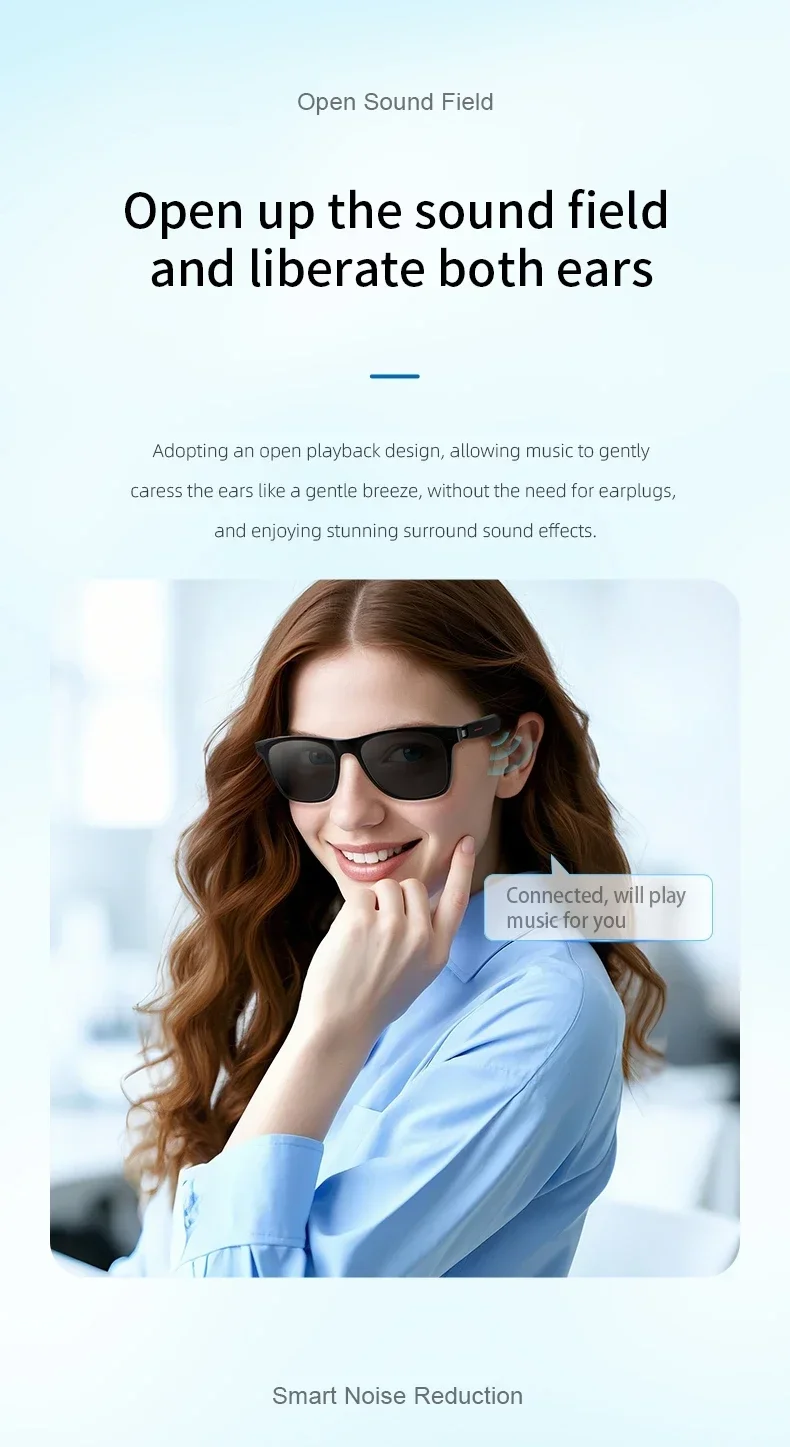 2 In 1 Headset Eyewear Men Waterproof Women Music New Smart Glasses Blue Tooth Audio Call Voice Assistant Speaker Mics Eyeglass