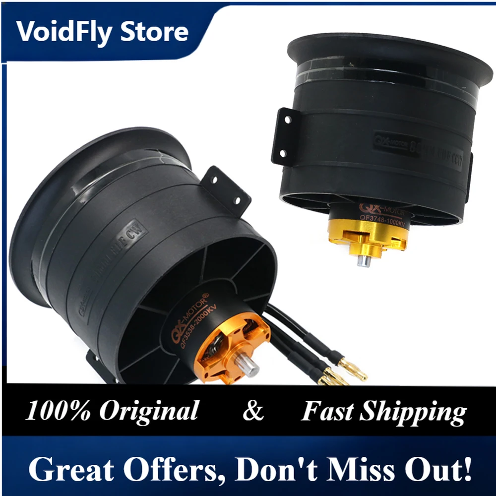 VoidFly 80mm EDF 12 Blades Ducted Fan QX-MOTOR QF3748 1000kv QF3538 2000KV Brushless Motor CW CCW 2000KV/1000KV for RC Drone Mod