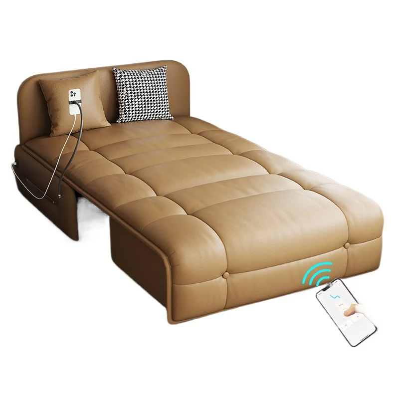 Voice intelligent electric remote control sofa bed, small apartment foldable combed