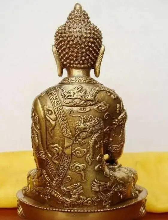 Tibet Old Temple God Buddhis shakyamuni bronze copper buddha statue Dragon