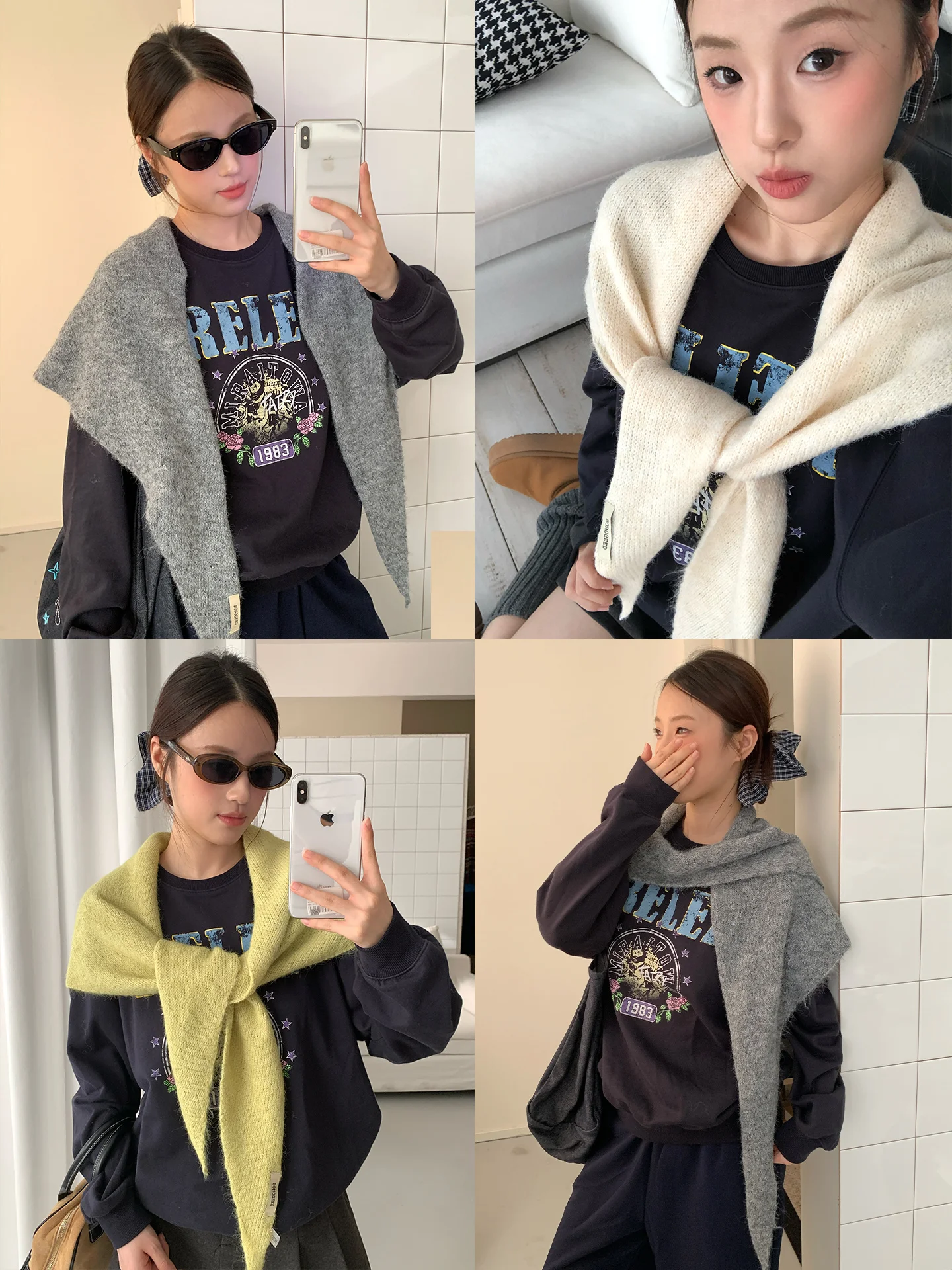 

Woolen Blue Korean Style Triangular Scarf With A Winter Atmosphere A Plain Color To Keep Warm And Cozy