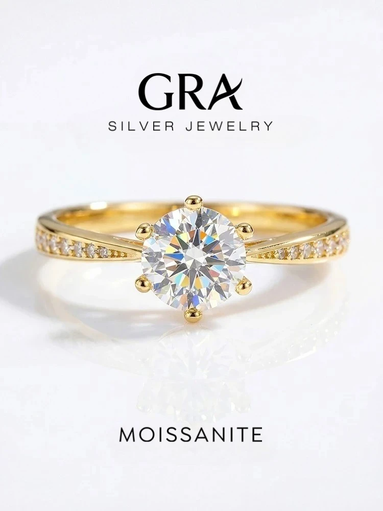 Luxuriöse 925 Sterling Silber Echte 0,5-1 Karat Moissanit Diamantringe für Damen Hochzeit Verlobung Original Edelstein Feiner Schmuck – Detail 1