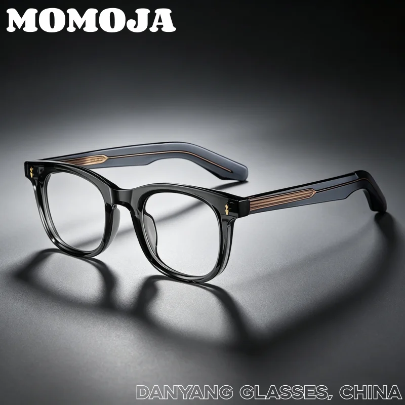 

MOMOJA Fashion Handmade Thick Plate Temple Glasses Frame for Men Women Retro Trend Ins Style Lightweight eyeglasses 88639