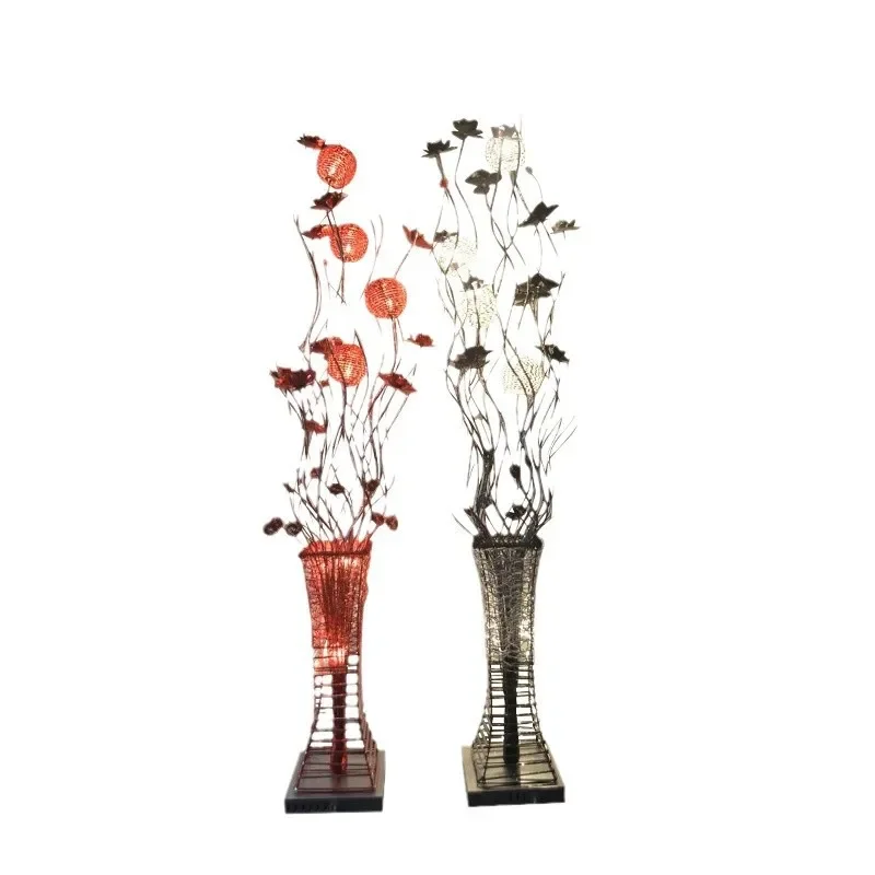 LED decorative floor lamp, aluminum, living room, creative craftsmanship, fashion, personality, aluminum wire vase lamp