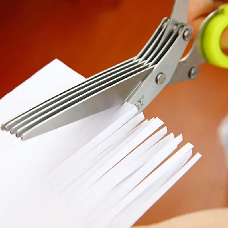 5 Layers Blade Scallion Scissors Multifunctional Sushi Shredded Scallion Cut Herb Spices Scissors Cooking Tools