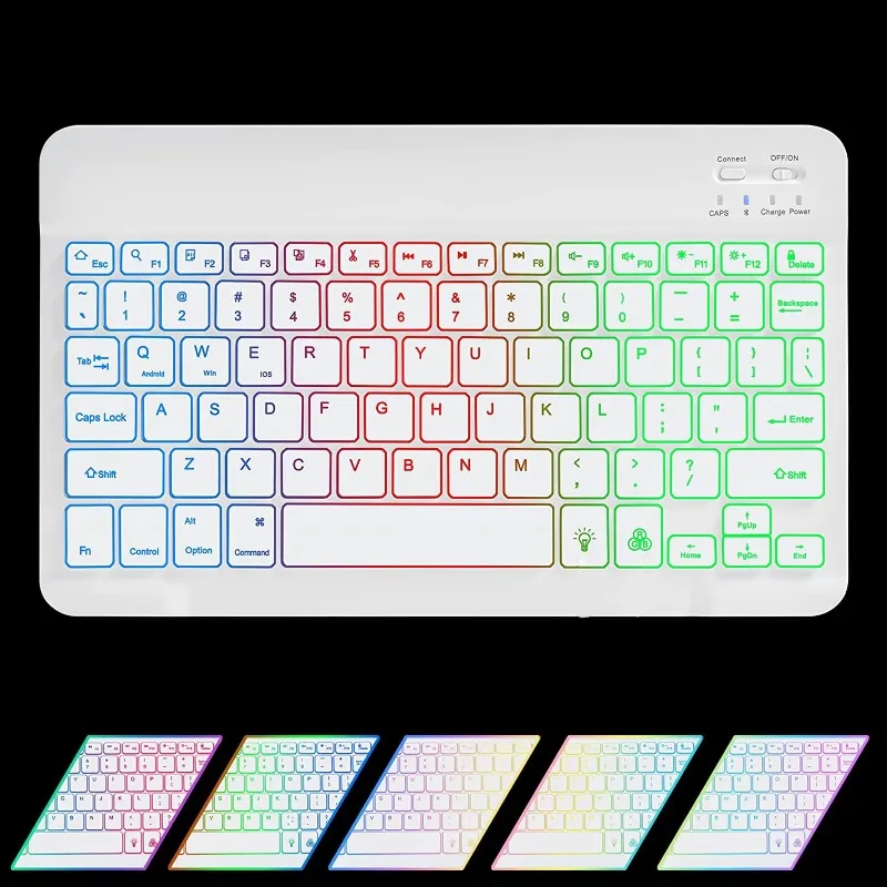 Case with Keyboard for Samsung Galaxy Tab A9 Plus 11 inch Rainbow Backlight Detachable Keyboard Magnetic Case with Pencil Slot