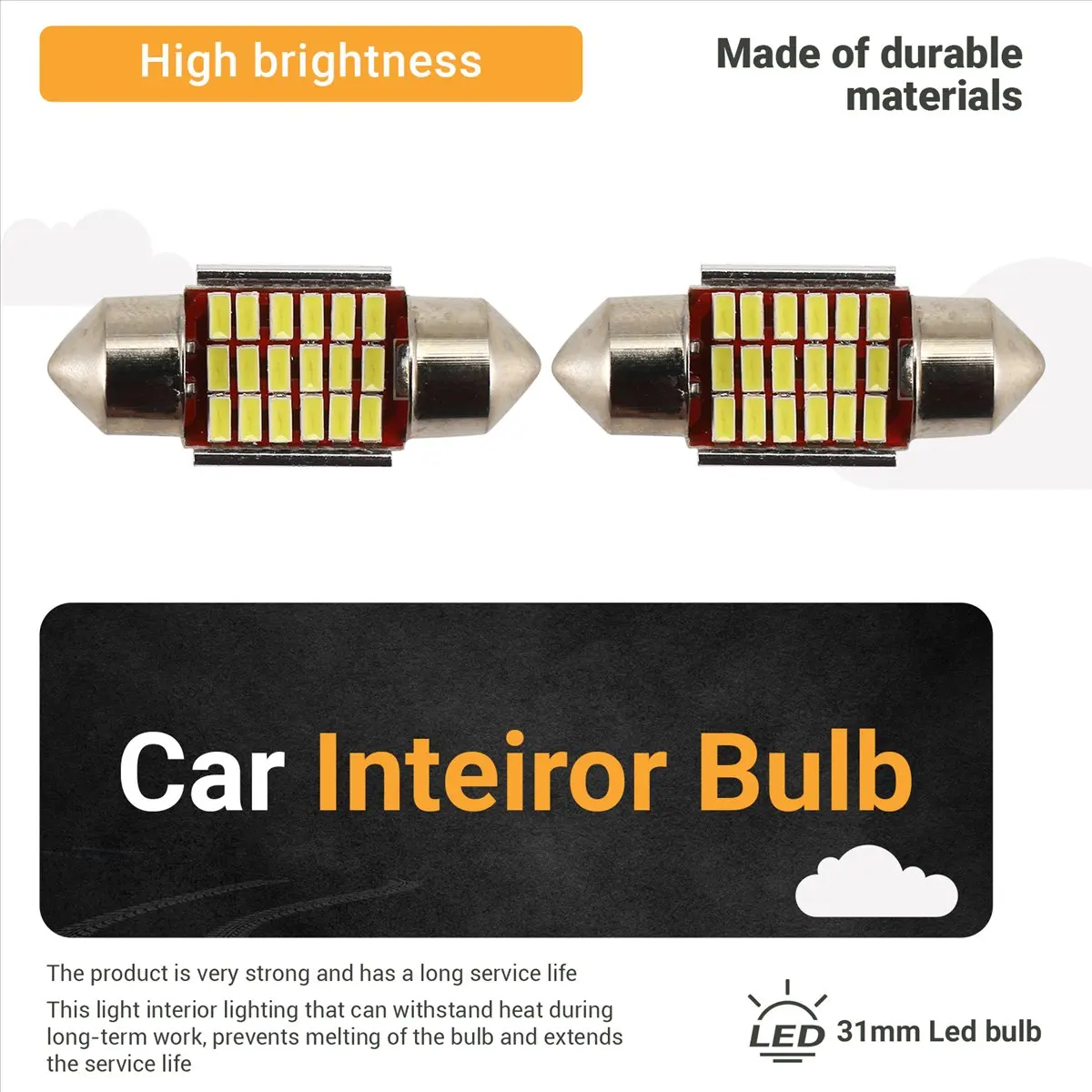 Super Sale 2Pcs C5W C10W 31mm 3014 18SMD Festoon Led Canbus Car Inteiror Bulb License Plate Light 12V