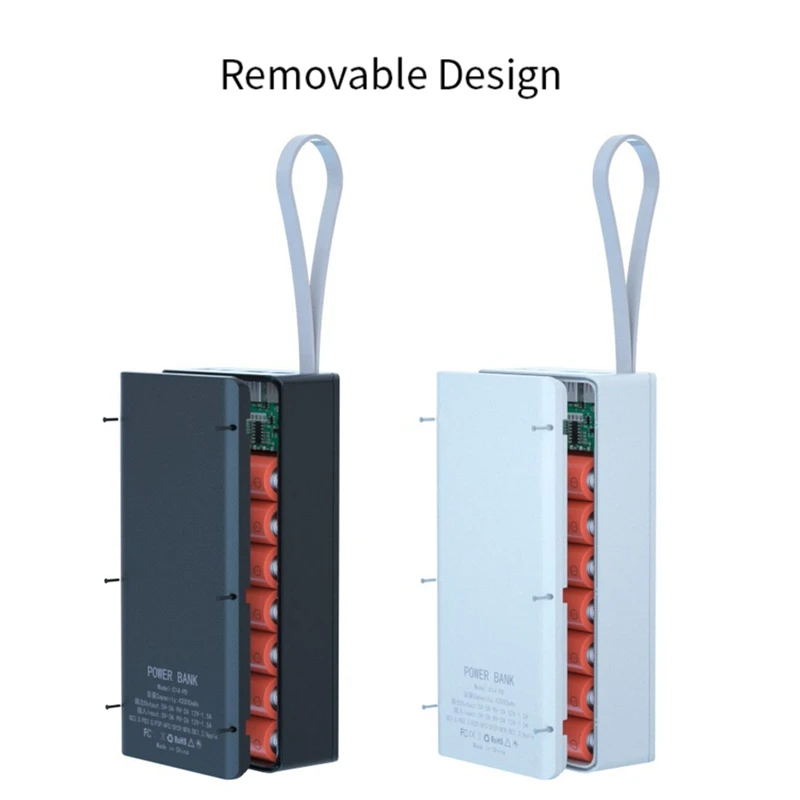 14X18650 صندوق تخزين بطاريات PD شحن سريع لحام مجاني لتقوم بها بنفسك علبة بنك الطاقة 18650 صندوق حامل البطارية
