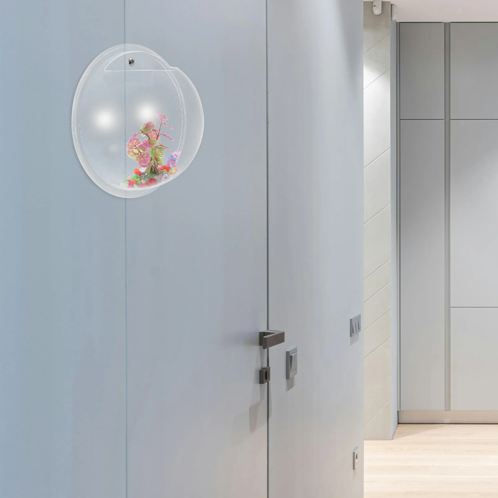 جدار معلق وعاء السمك الاكريليك واضح خزان الأسماك وعاء النبات الحائط زهرية الفخار ديكور المنزل وعاء النبات الحائط #2