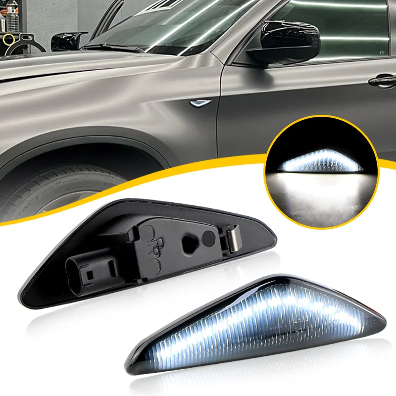 2PCS White LED Fender Side Marker Position Light 12V 6000K Lamp Assembly For BMW X5 E70 ActiveHybrid X6 E71 E72 X3 F25