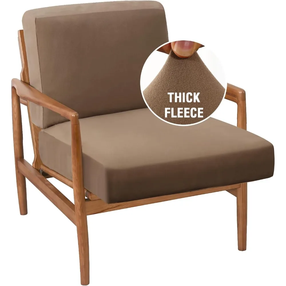 

Mid-Century Modern Style Stretch Fleece Chair Cover Set, 2-Piece Thick and Soft Accent Covers for Couches and Sofas