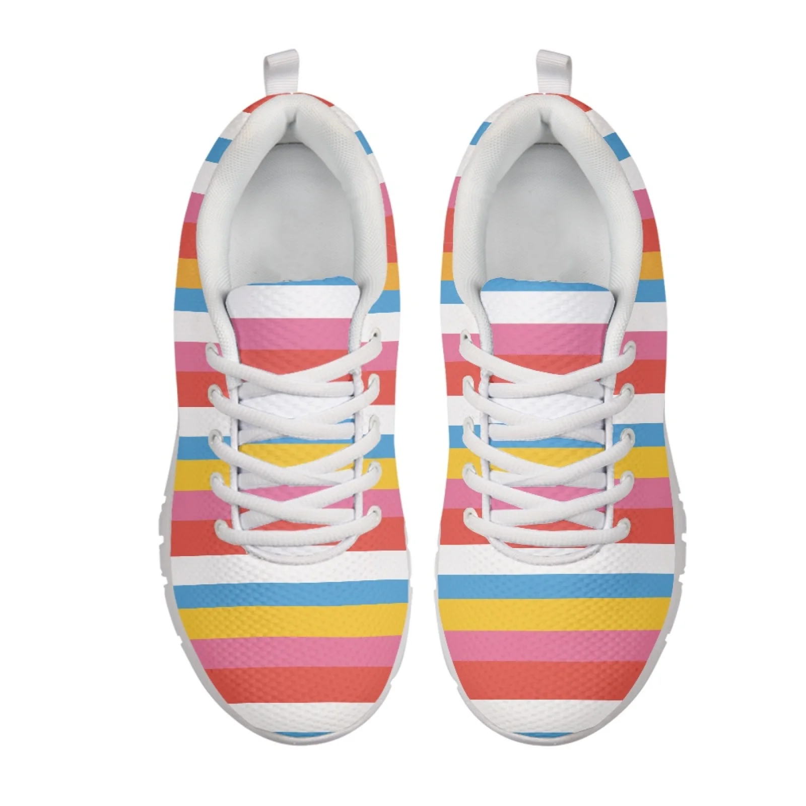 Coloranimal Colorful Striped Pattern Design Anti-skid Work Shoes for Womens Mesh & EVA Sole Soccer Sneakers for Men for Travel