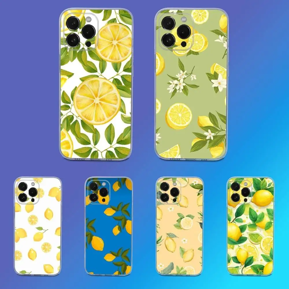 

Fruit Painting lemon Phone Case For iPhone 16,15,14,13,12,11 Pro,Max,Plus,X,XS,XR,SE,Mini Transparent Silicone Soft
