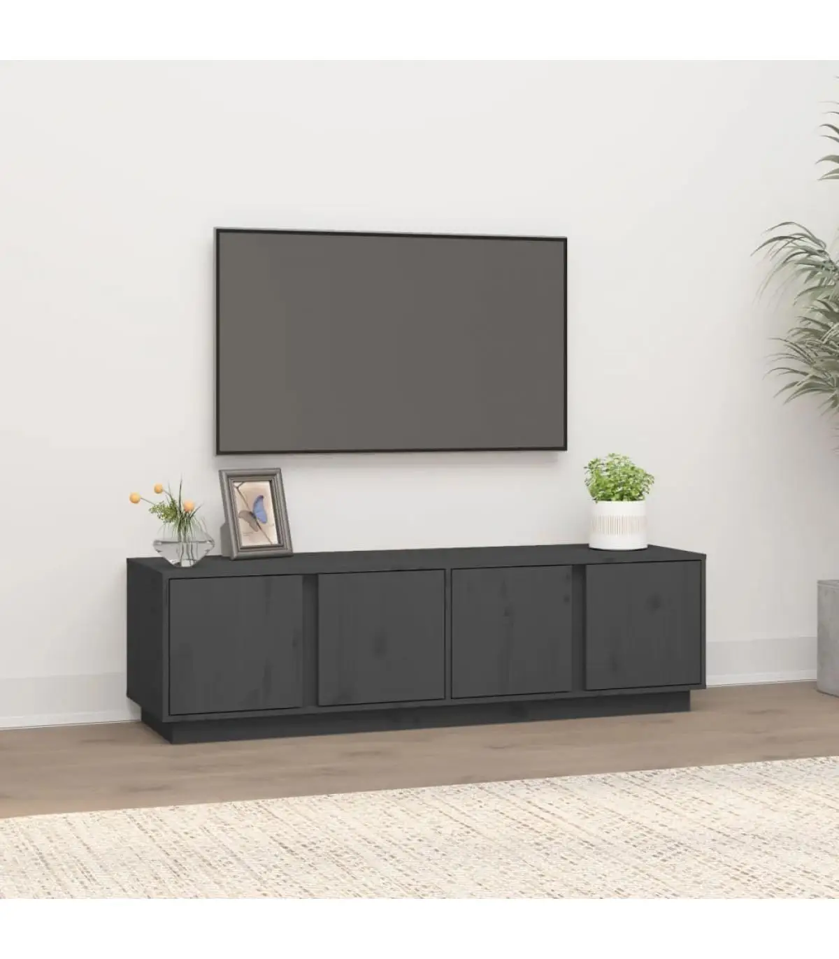 Furniture TV furniture solid pine wood gray 140x40x40 cm