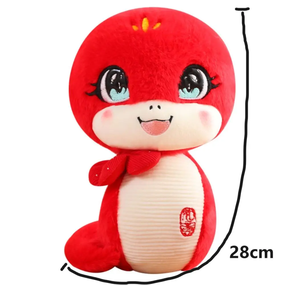 Bowknot Snake Year Plush Toy Big Eyes Stuffed Animal Snake Year Mascot Toy Soft Cute Lucky Snake Doll Plushies Children