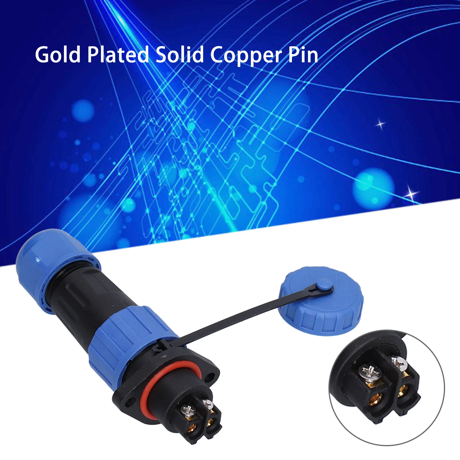 Aviation Socket Waterproof Connector 2 Pin IP68 Aviation Power Socket 250V 20A Flanged for Cable Wire LP16 Waterproof Connector