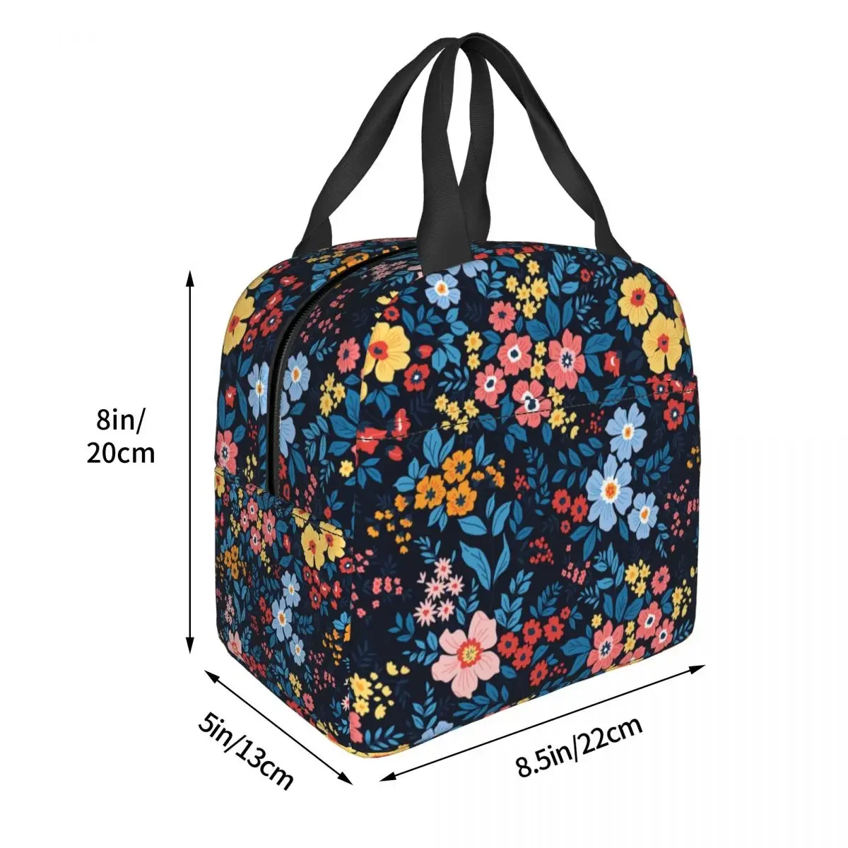 Vintage Floral Resuable Lunch Box Women Multifunction Daisy Flowers Cooler Thermal Food Insulated Lunch Bag Kids School Children