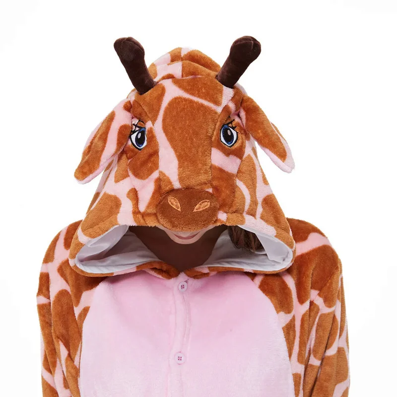 Kigurumi-set cosplay per adulti, cartone animato giraffa, rana, pigiama per bambini, vestiti invernali per ragazzi e ragazze