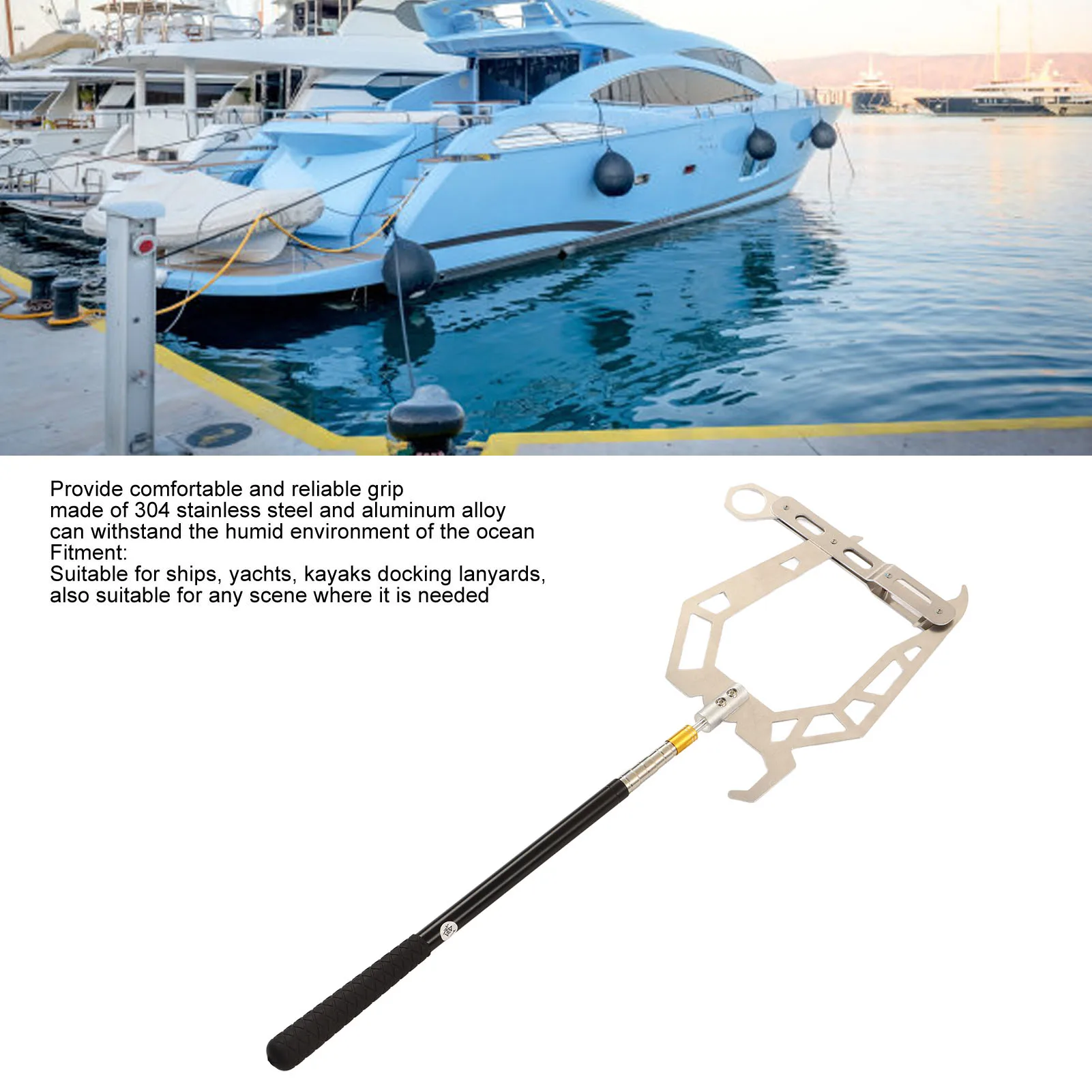 

Multi-Purpose Mooring Rope Dock Hook Stainless Steel Long-distance Threader Portable Stop Ship Kayak Accessories Boat Tool