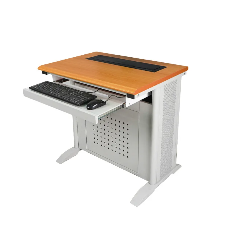 Steel lifting computer table Paperless LCD screen Hidden large institutional training table School steel frame lifting table