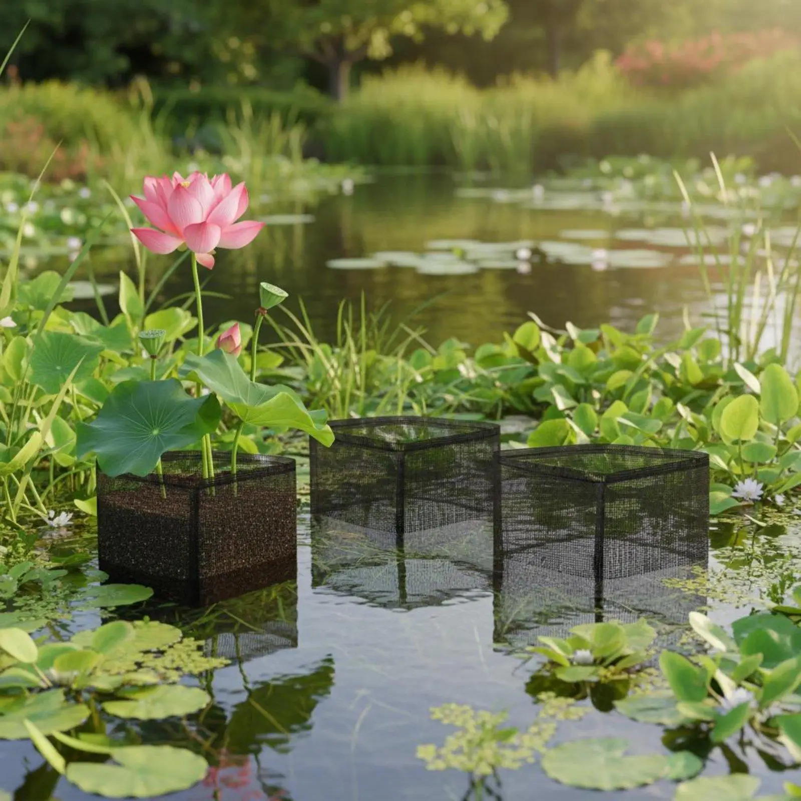 Aquatic Plant Basket Sturdy PVC Mesh Pond Container Water Planter for Lilies Hyacinths Indoor Outdoor Ponds