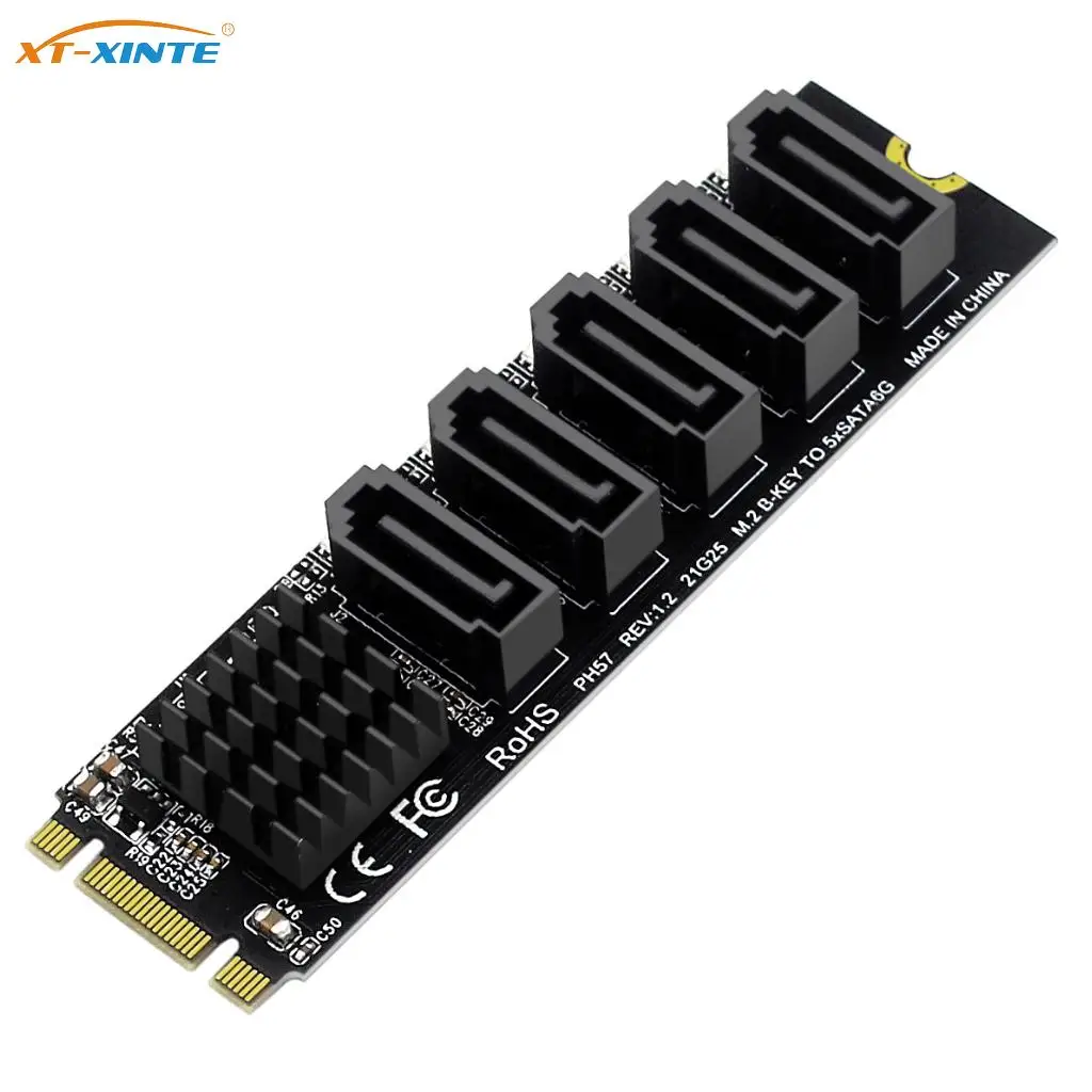 

Для M.2 NVME NGFF M-KEY/B-KEY SSD HDD на 5-портовый SATA3 6 Гбит/с PCIe 3,0 карта расширения PCI-E X4 X8 X16 на SATA 3,0 адаптер