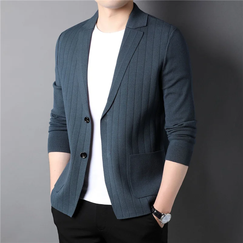 Vestes cardigan trempées à simple boutonnage pour hommes, pulls classiques décontractés à col rabattu, printemps et automne, nouveau, 2022