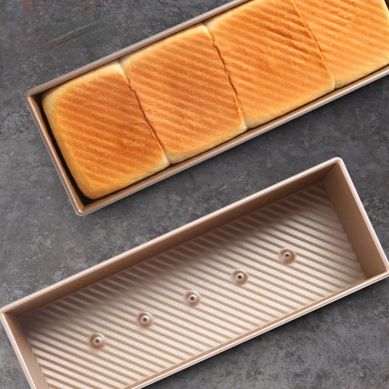1200G golden corrugated non-stick sliced toast bread cake mould with lid