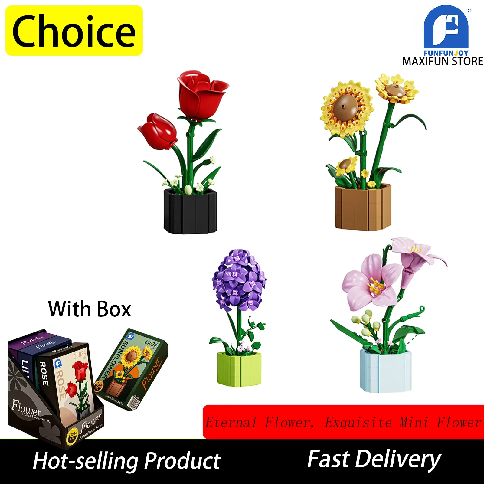 Flower Toy Flower Building Block Model Set Enternal Flower Home Decoration Desktop Romatic Gift For Girl Children Gift