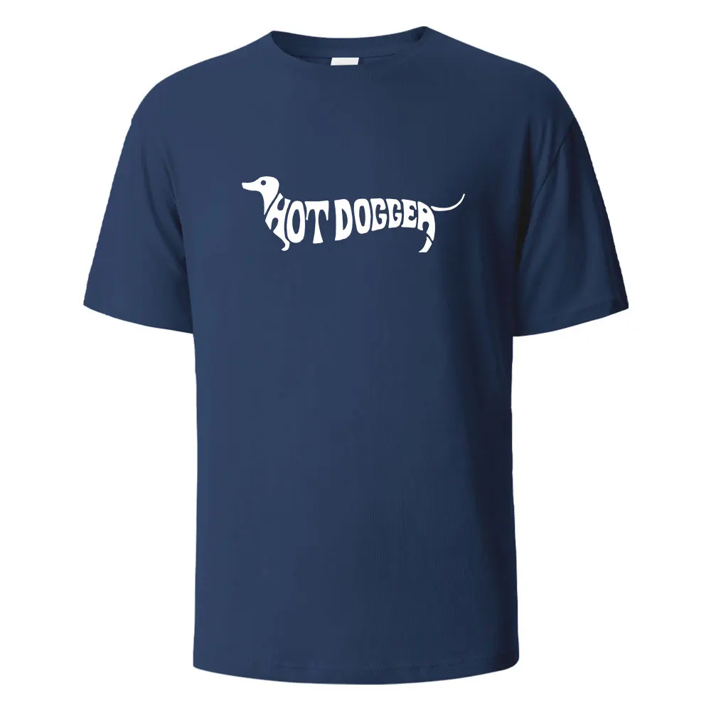Hot Dogger Funny Printed T-shirts For Men 100%Cotton Summer Breathable Comfortable Tops Short-Sleeved O-neck Basic Men Clothing