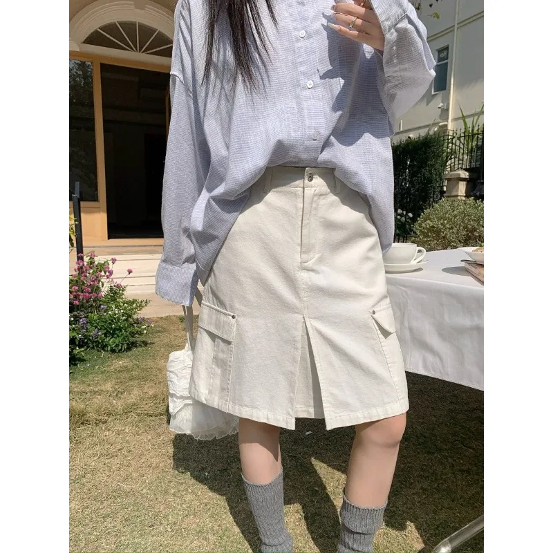 

American tooling pocket skirt summer high waist skirt