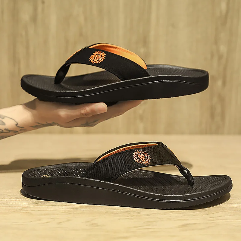 

Breathable Men's Ergonomic Wedge Sole Flip-Flops - Synthetic Upper Lightweight Non-Marking Sole for Casual/Resort Summer Slides