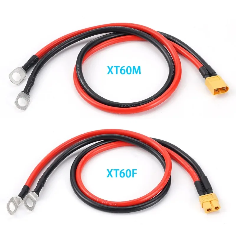 XT60 Male/Female To M8/SC Adapter Cable - 10AWG Tinned Copper Terminals 50cm for Car/Ship Battery & Solar Panel Connection
