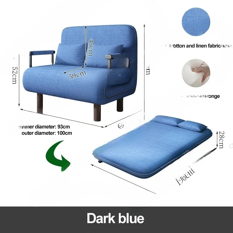 Convertible Sofa Bed 3-Step Foldable Guest Bed with Lumbar Support Washable Cover for Small Space Living Room Apartment