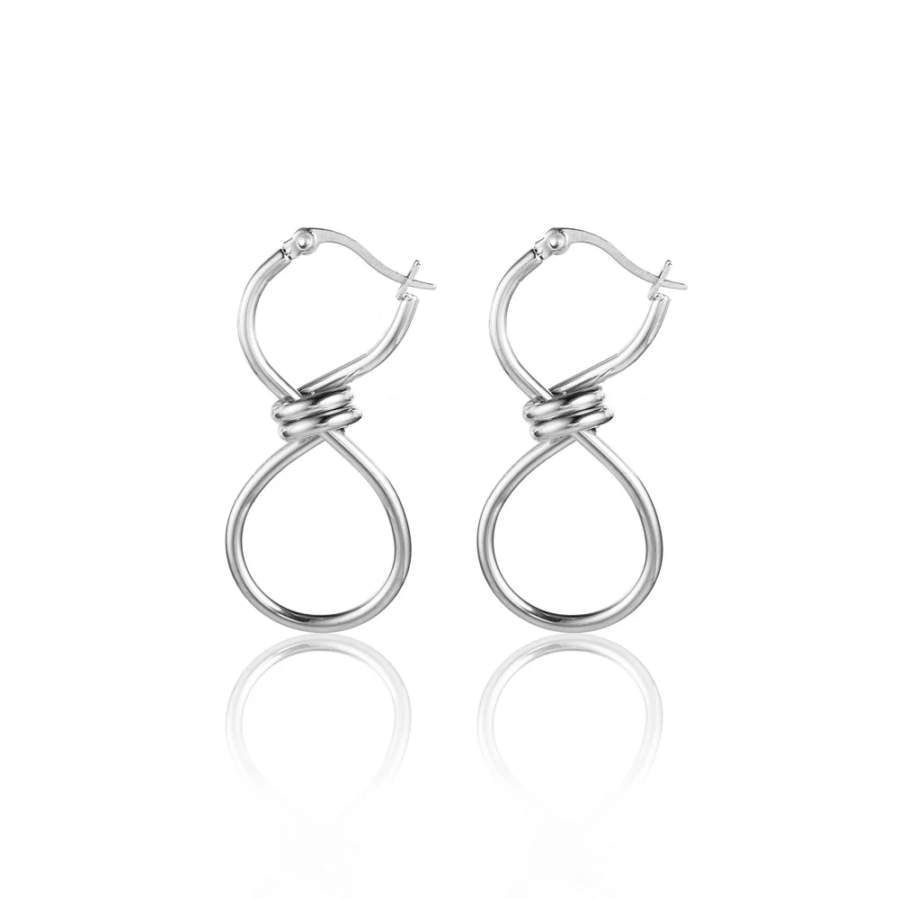 Pendientes chapados en oro de acero inoxidable para mujer, aretes infinitos, número ocho, regalo de joyería