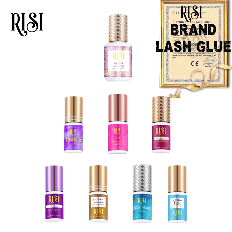 Free RISI Korea Low Fumes Lash Glue Waterproof Glue Lashes 0.1s Dry Strong Eyelash Glue 8 Weeks Fast Dry Eyelash Extension Glue