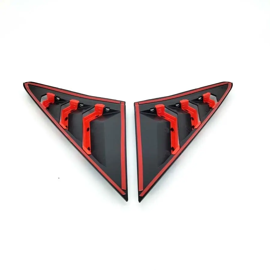 Rear Side Vent Window Louver Cover Black+Red For Honda Civic Hatchback 2016-2021