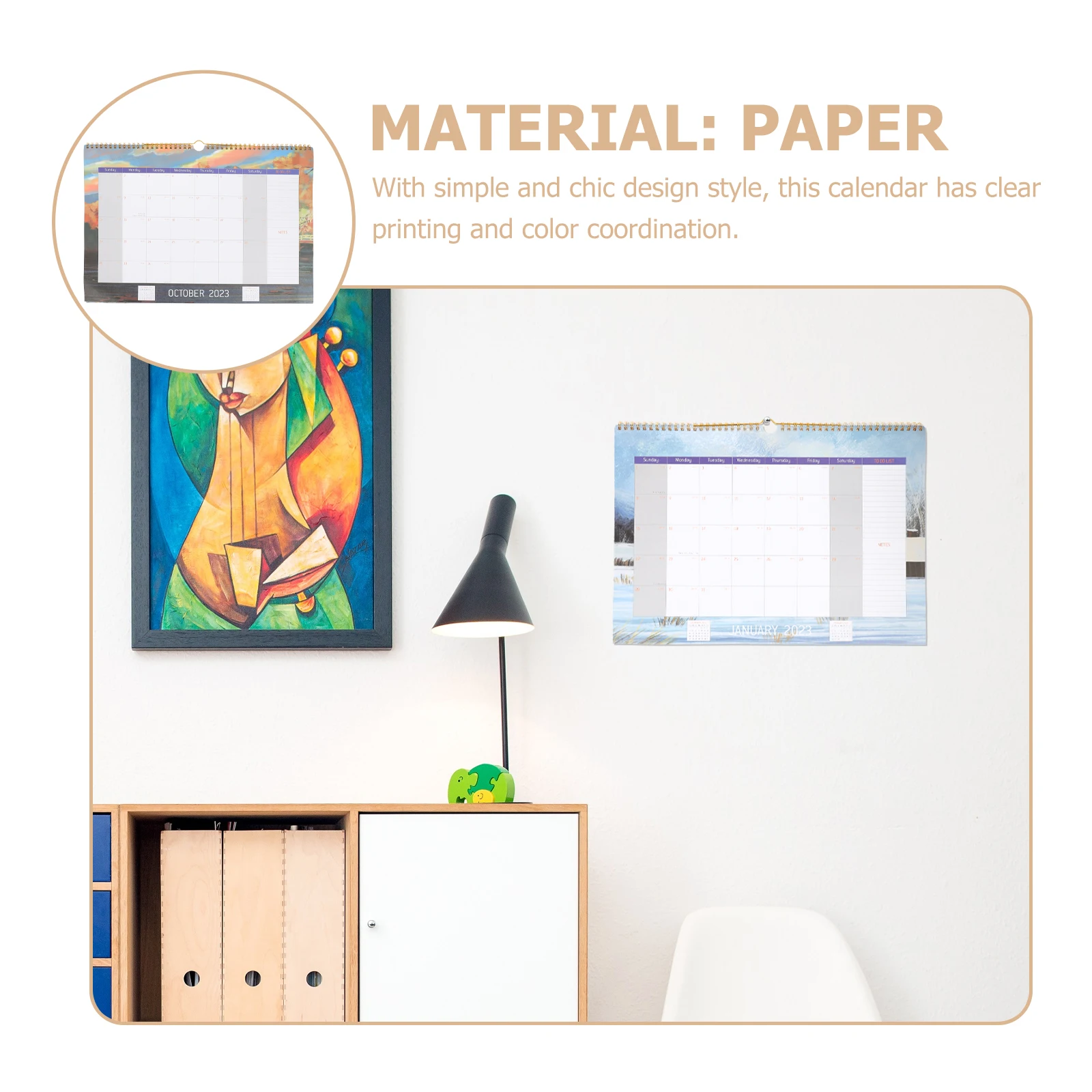 

Hanging Wall 2023 English Decorative Planner Smooth Paper Simple Design Monthly Organizer For Home Office Wall