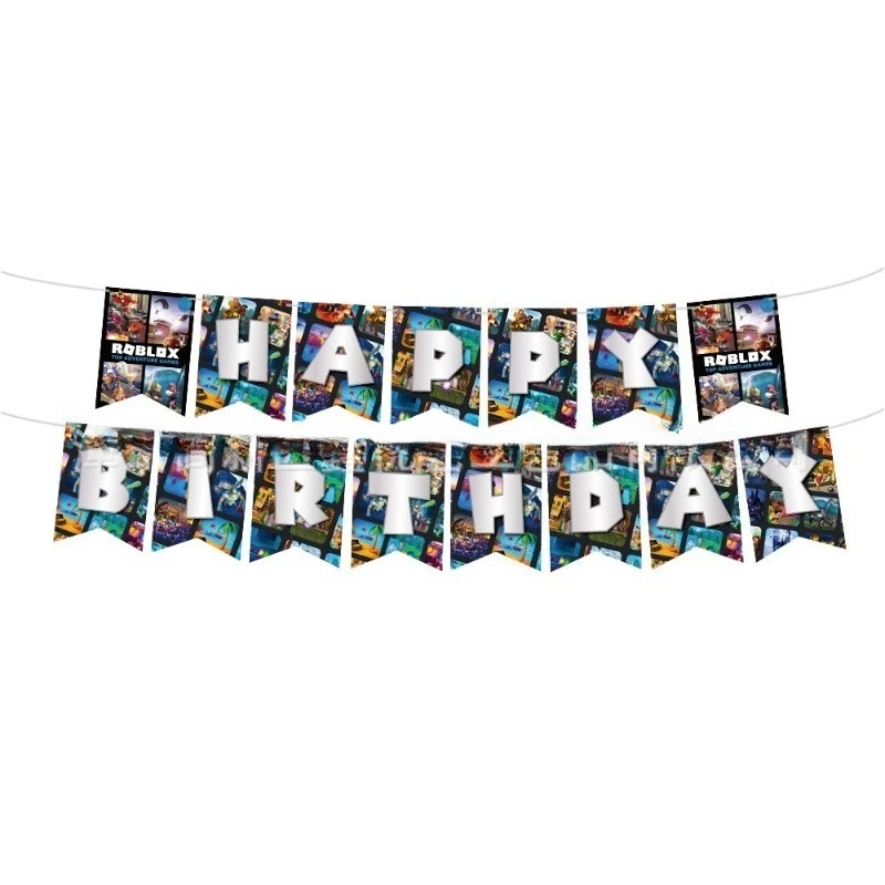 Neue ROBLOX Thema Geburtstag Party Liefert Ballon Anzug Banner Einsatz Flagge Spielzeug Jungen Und Mädchen Szene Spielzeug Liefert