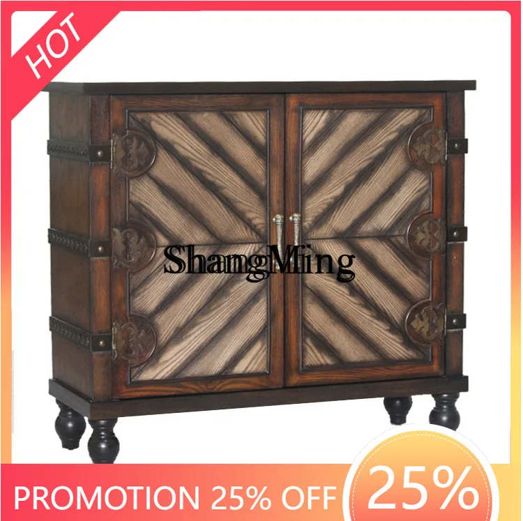 

Премиальный изысканный новый шкаф для обуви из массива дерева в ретро-стиле, для прихожей, декоративный шкаф для хранения