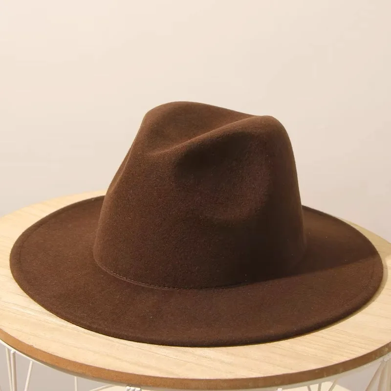 

100% Wool Hat 7cm Wide Brim Fedora Hat Men Women Autumn Winter Felt Jazz Hats Classic Church Fedoras Chapeau Sombrero Mujer New