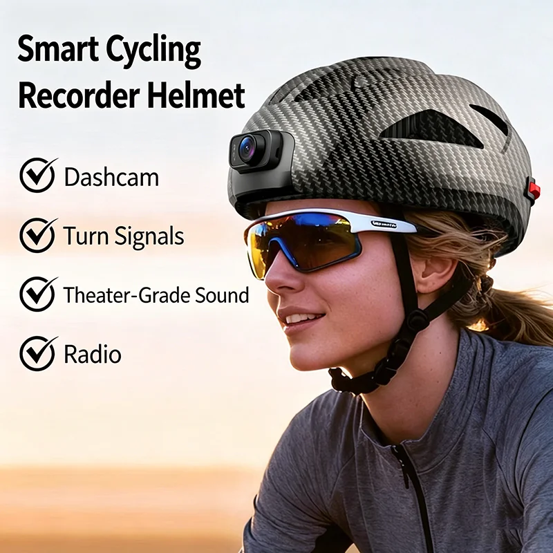 Bike Tail Light With Camera 1080P - หมวกกันน็อคจักรยานอัจฉริยะบลูทูธพร้อมกล้อง 1080P อุปกรณ์จักรยาน กล้องบันทึกวิดีโอ หมวกกันน็อคพร้อมไฟท้ายสำหรับขี่จักรยาน