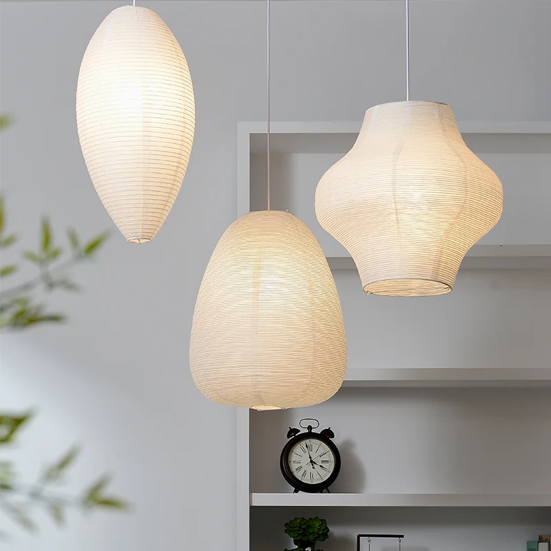 Japanese Akari Rice Paper Lamp Nordic Noguchi Yong Pendant Lamp Living Room Bedroom Corner Nordic Wabi Sabi LED Hanging Lamp