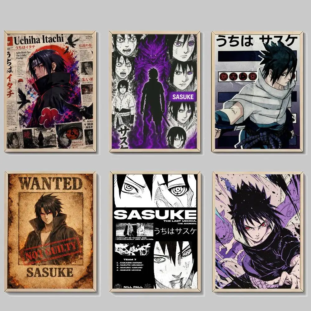 Uchiha Sasuke DIY Klebeposter Weißpapier-Drucke Poster Kunstwerke Vintage Dekorative Malerei