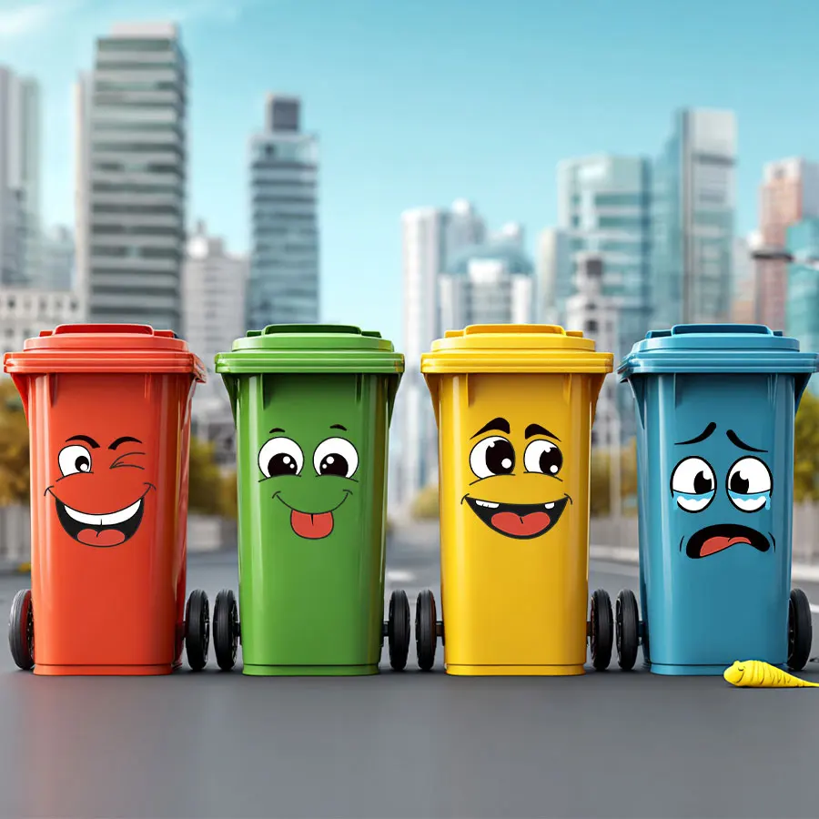 4 Pcs/Set Cartoon Face Bin Stickers Self-Adhesive Home Decor For Trash Can Wall Toilet Decor Refrigerator Fun Themed Decor